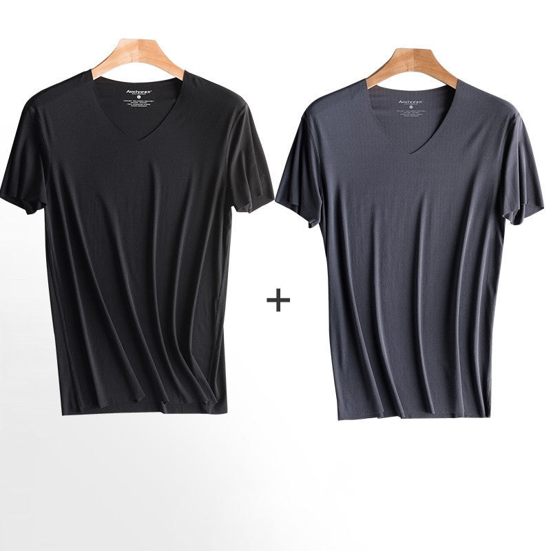 Men's Ice Silk Seamless Modal Quick Dry Sports Short Sleeve Underwear set of 2