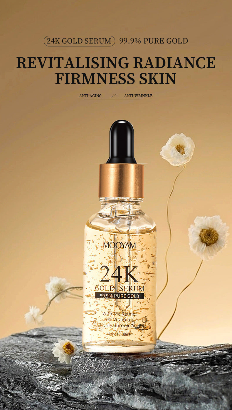 24K Gold Foil Face Serum – 30mL Vitamin E & Retinol Anti-Wrinkle Lifting Essence for All Skin Types | Infinity Bazaar