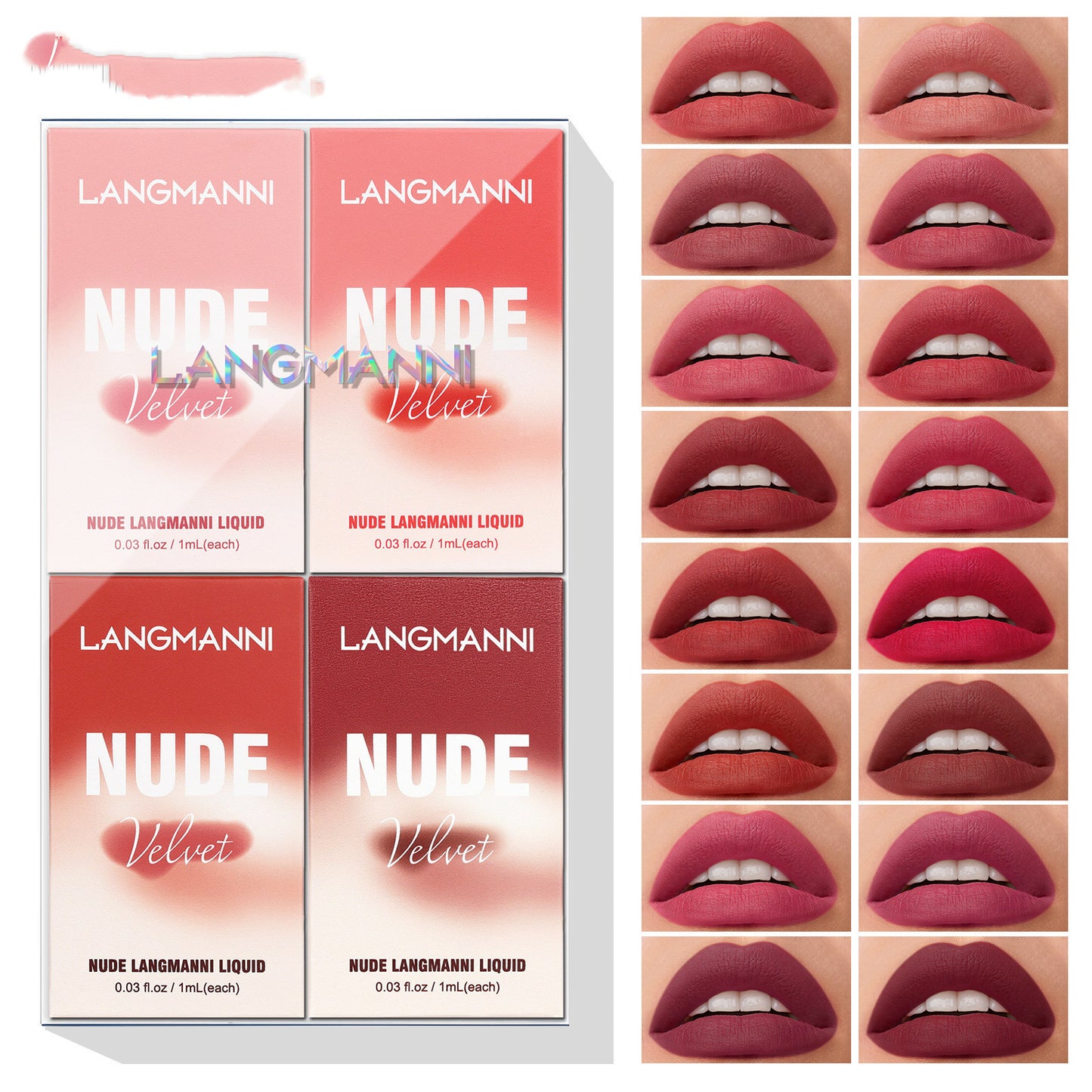 16-Piece Matte Velvet Lip Gloss Set – Long-Lasting Liquid Lipstick in 4 Box Collection | Infinity Bazaar