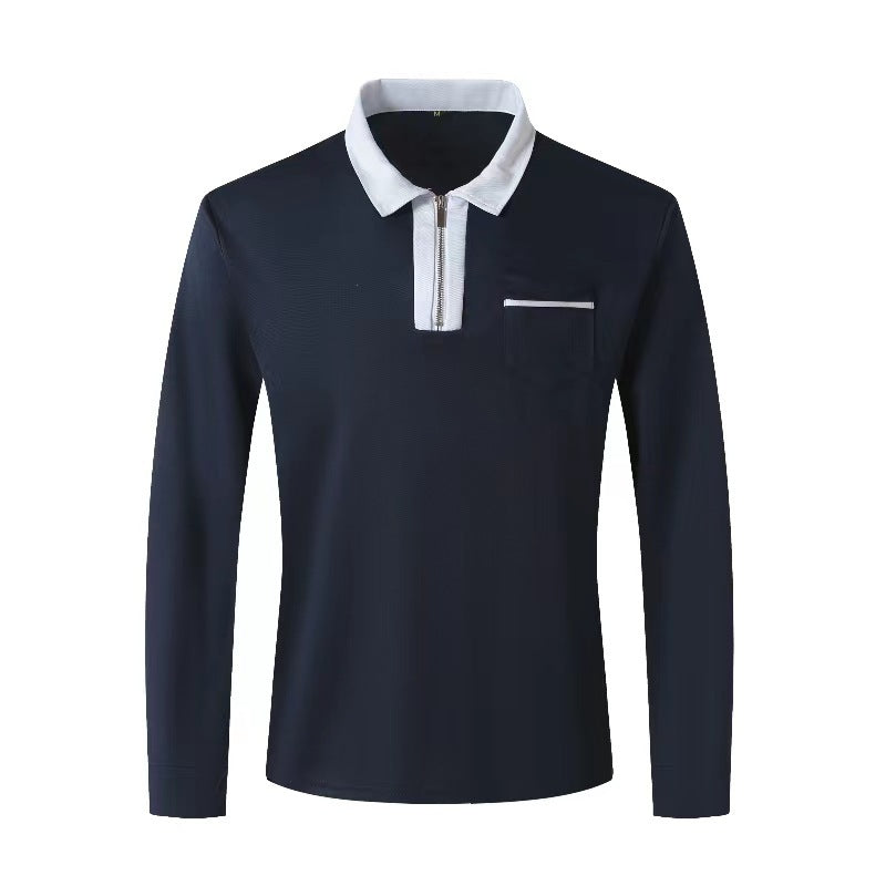 Autumn & Spring Mens Long Sleeve Zipper Polo Shirts