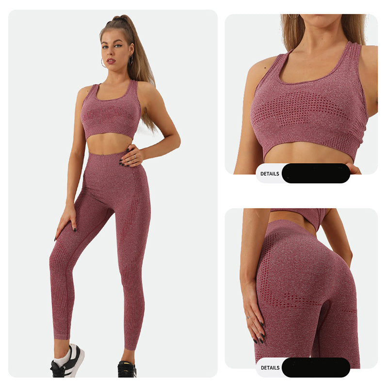 2PCS Seamless Yoga Set for Women – High Waist Leggings & Sports Top Workout Tracksuit | Infinity Bazaar
