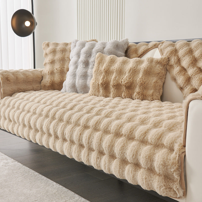 Thickened Rabbit Plush Sofa Cushion Wholesale Winter Thermal Non-slip Sofa Cushion