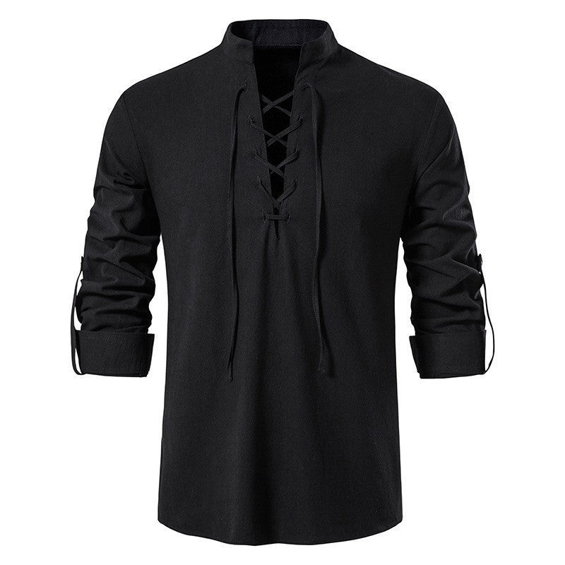 Long Sleeve Cotton And Linen Shirt