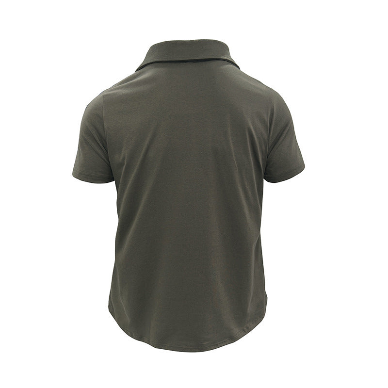 Summer Lapel Button Polo Shirt With Pockets - Outdoor Fashion Short Sleeve Tops For Men