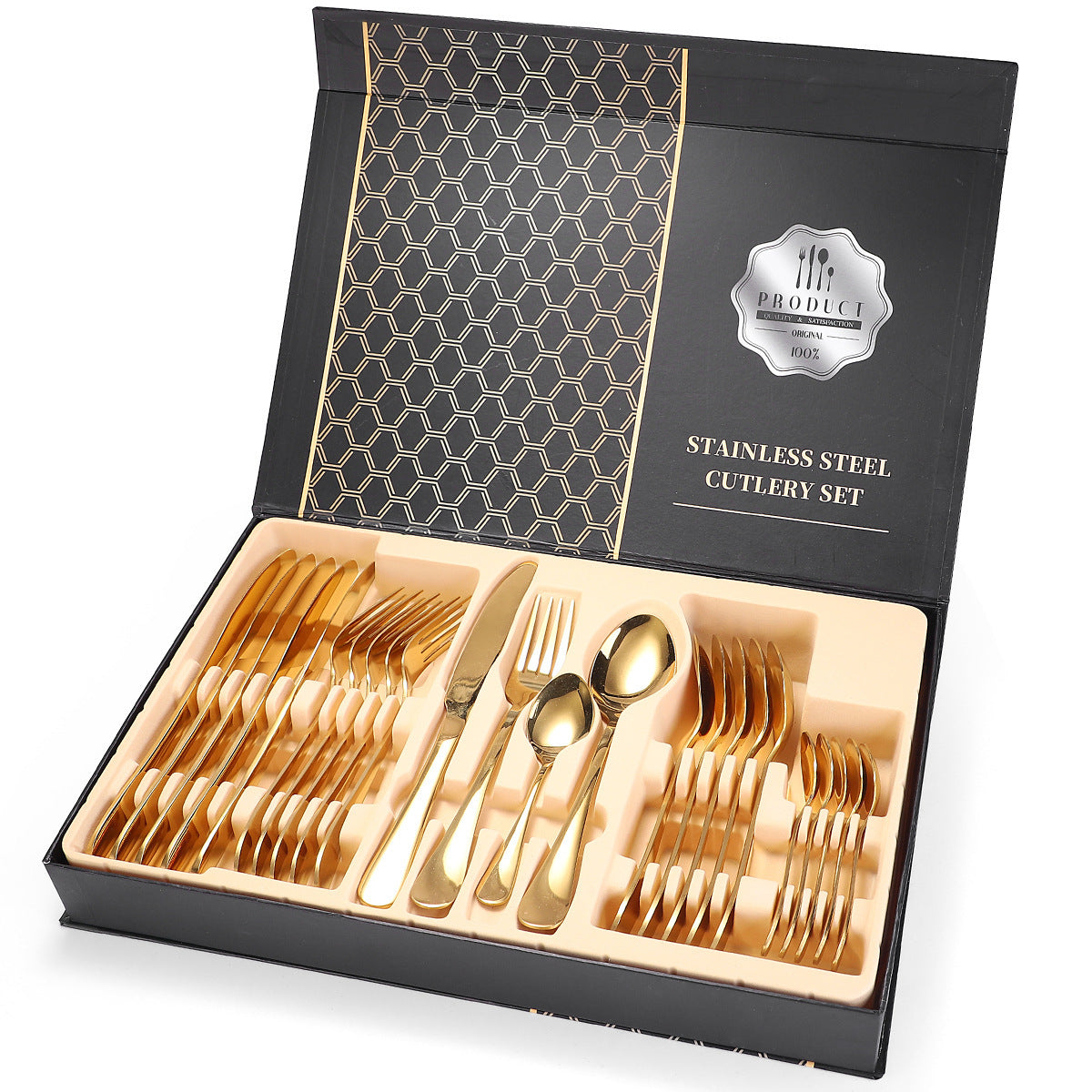 24-Piece Stainless Steel Cutlery Set – 18/10 Dishwasher-Safe Flatware for 6 People | Infinity Bazaar