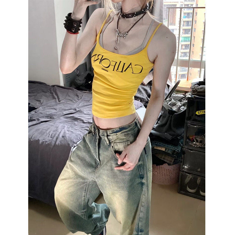 Retro Wide Leg Jeans Women's High Waist Loose Distressed Straight-leg Pants