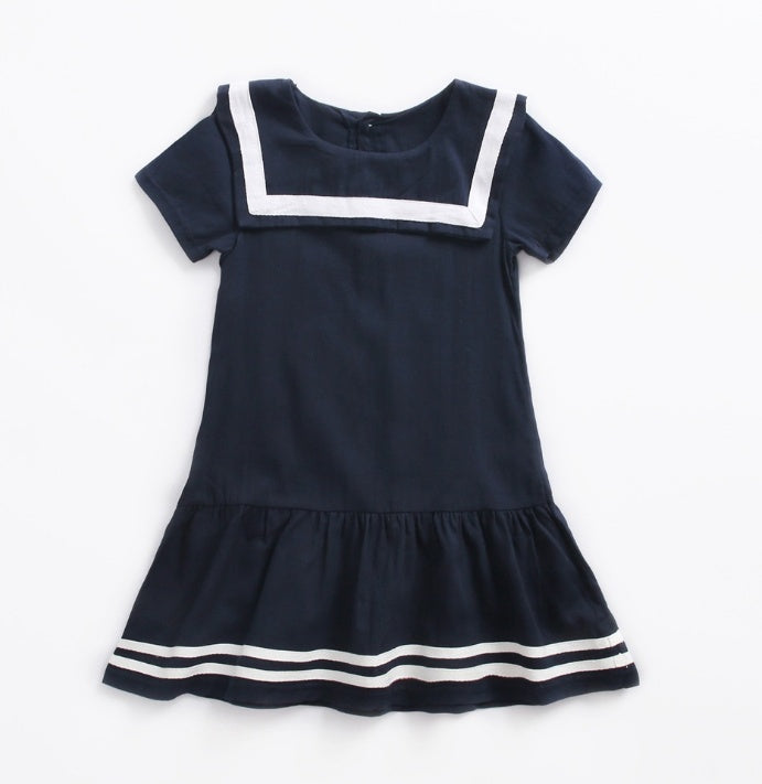 Girls Clothes Summer Kids Dress For Girl Uniform Short Sleeve Girl Dress Cotton Toddler Fashion Brand New