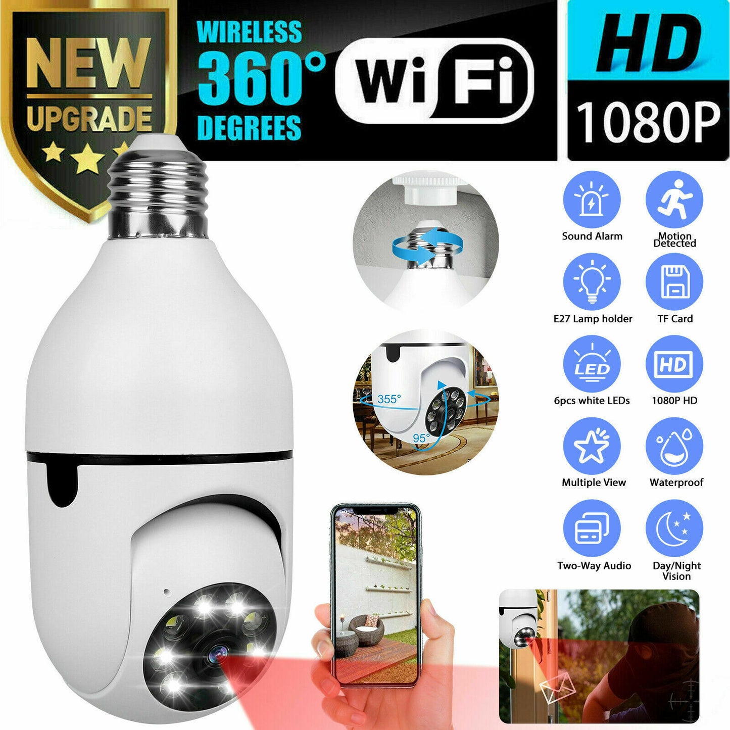 Light Bulb Camera 1080P HD Wireless WiFi Smart Home Security Camera – Discreet & Powerful Surveillance