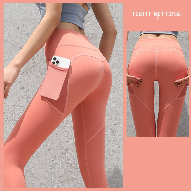 Women’s Seamless Push-Up Gym Leggings with Pockets – High Waist Running, Yoga & Fitness Pants | Infinity Bazaar