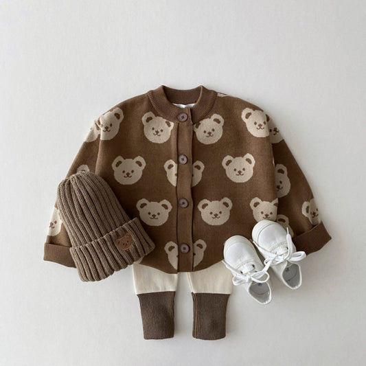 Children's Fashion Bear Sweater Coat Fashion Cute Cartoon Round Neck
