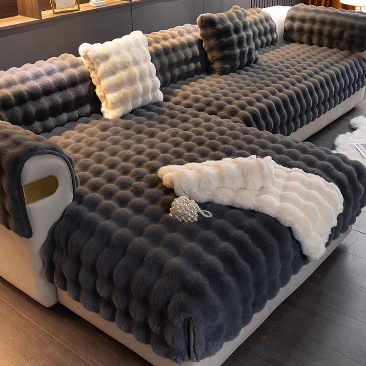 Thickened Rabbit Plush Sofa Cushion Wholesale Winter Thermal Non-slip Sofa Cushion