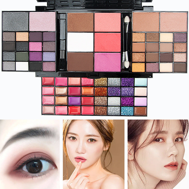 74-Color All-in-One Makeup Palette – Eyeshadow, Lip Gloss, Blush, Highlighter & Contour Kit with Mirror | Infinity Bazaar