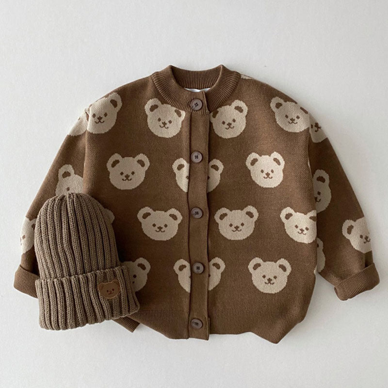 Children's Fashion Bear Sweater Coat Fashion Cute Cartoon Round Neck