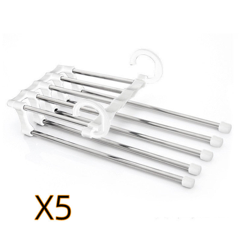 5-in-1 Stainless Steel Pants Hanger – Space-Saving Multi-Functional Clothes Rack for Wardrobe Organization, Rotatable & Detachable | Infinity Bazaar