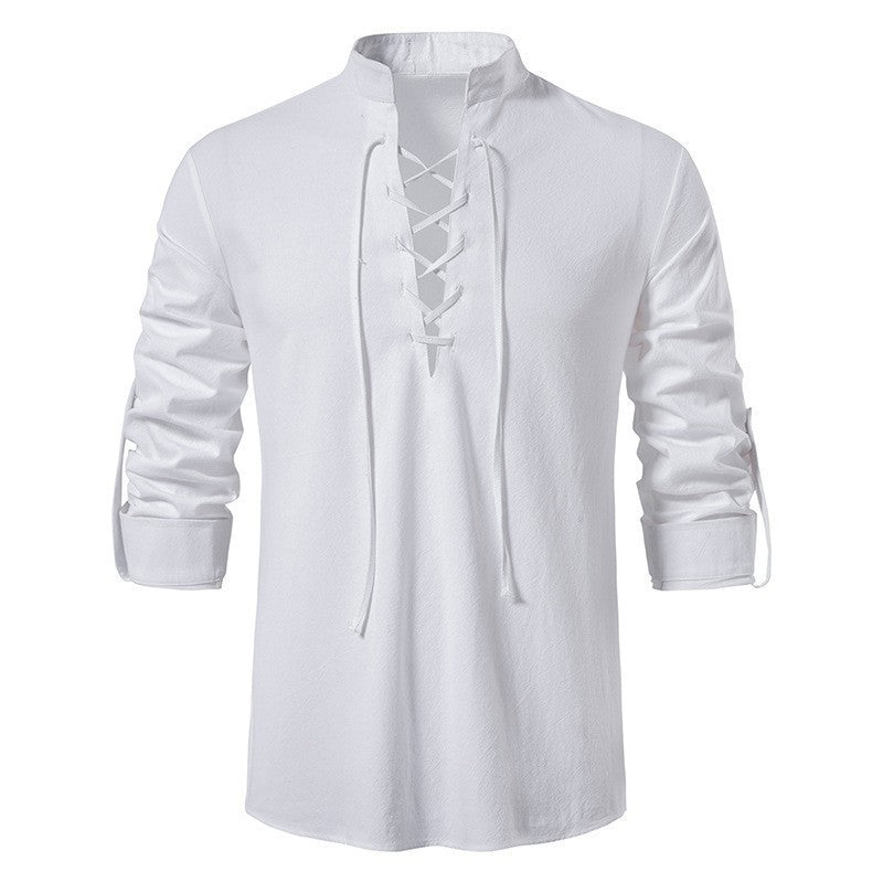 Long Sleeve Cotton And Linen Shirt