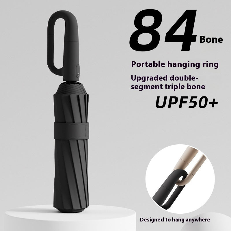 84-Bone Automatic UV Sun Shade Umbrella – 12-Rib Tri-Fold Windproof & Waterproof Vinyl-Coated Parasol | Infinity Bazaar