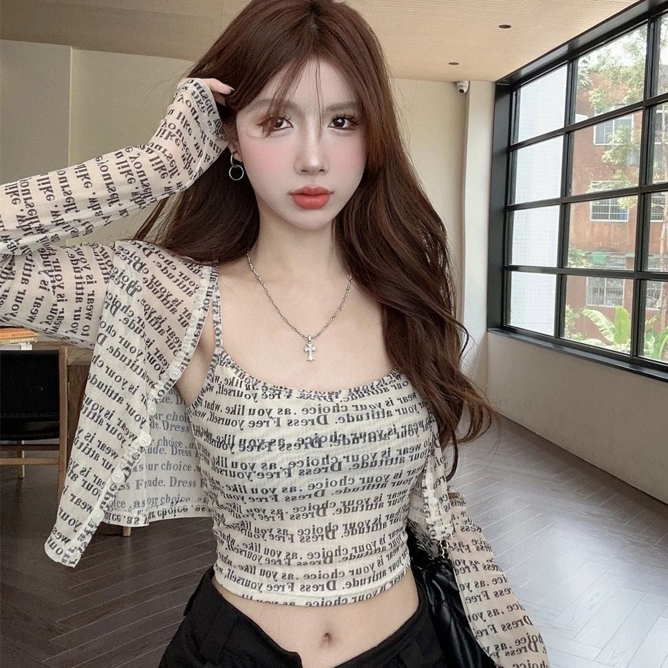 Autumn Long Sleeve Cardigan Thin Top Two-piece Suit