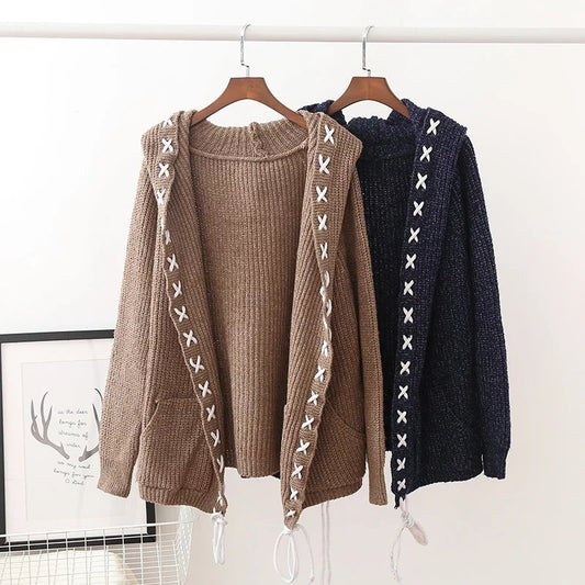 Women's Hooded Knitting Cardigan Sweater