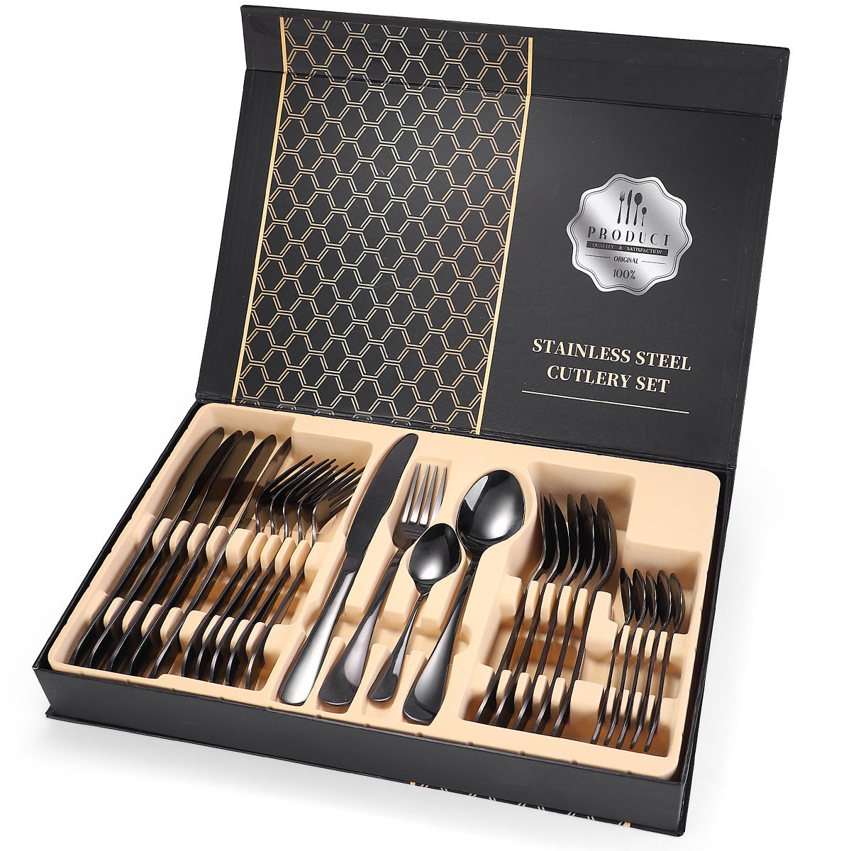 24-Piece Stainless Steel Cutlery Set – 18/10 Dishwasher-Safe Flatware for 6 People | Infinity Bazaar