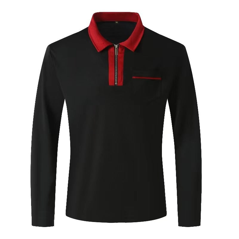 Autumn & Spring Mens Long Sleeve Zipper Polo Shirts