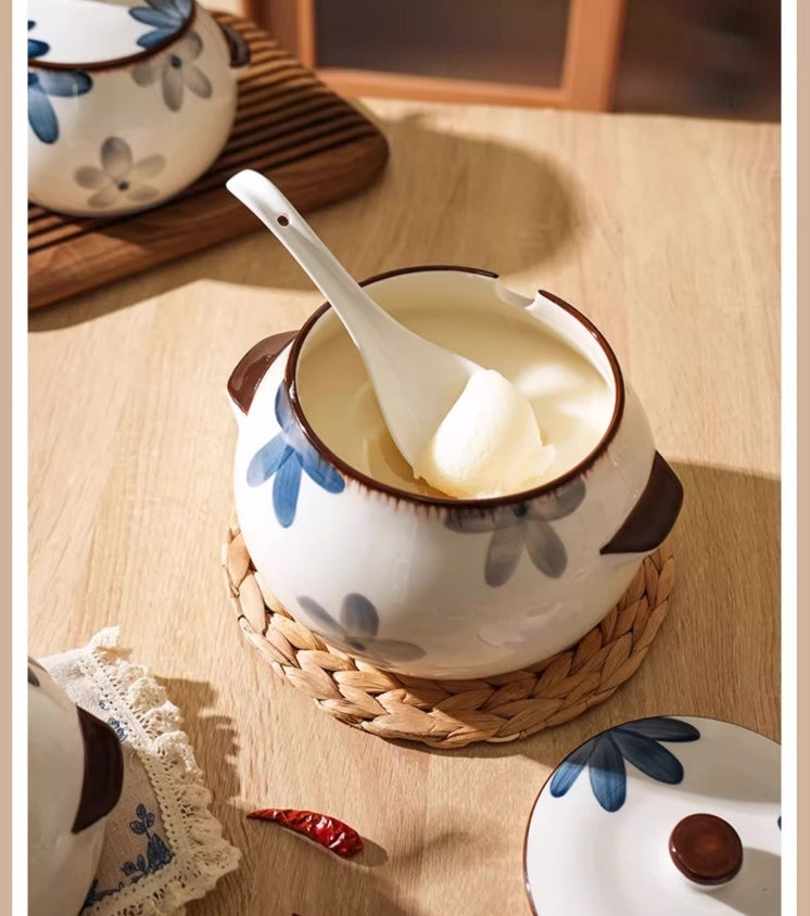 Household Ceramic High Temperature Resistant Binaural Seasoning Jar