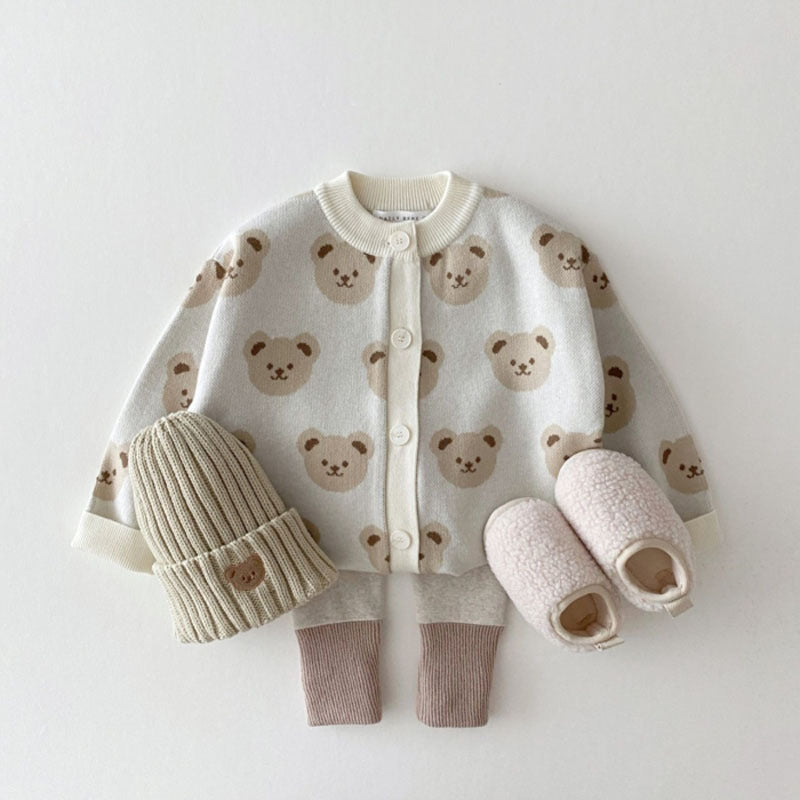 Children's Fashion Bear Sweater Coat Fashion Cute Cartoon Round Neck