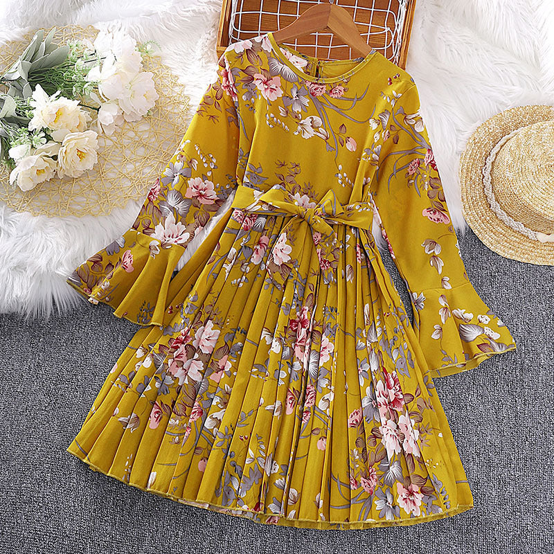 Printed Long Sleeve Children's Princess Dress