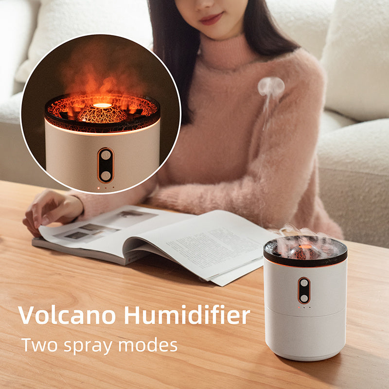 Volcanic Flame Aroma Essential Oil Diffuser – USB Portable Jellyfish Air Humidifier with Night Light & Fragrance