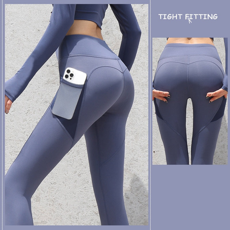 Women’s Seamless Push-Up Gym Leggings with Pockets – High Waist Running, Yoga & Fitness Pants | Infinity Bazaar