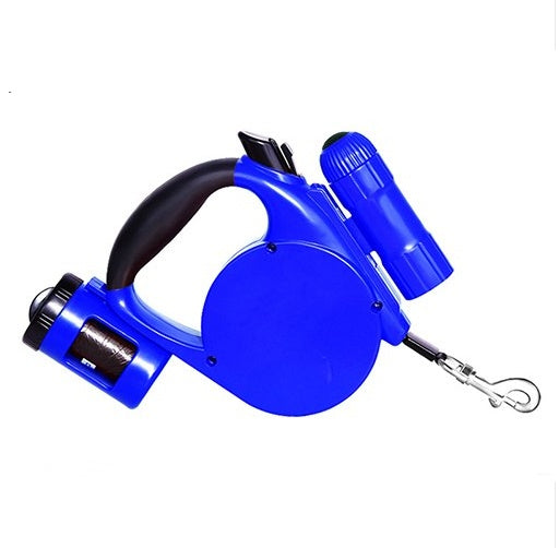 4.5m LED Retractable Dog Leash with Trash Bag Dispenser & Flashlight – Telescopic Flat Rope, 40kg Tension | Infinity Bazaar