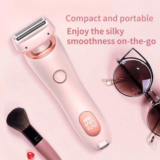 2-in-1 Electric Shaver for Women – Waterproof Rechargeable Razor with Bath Gloves & Cosmetic Bag | Infinity Bazaar