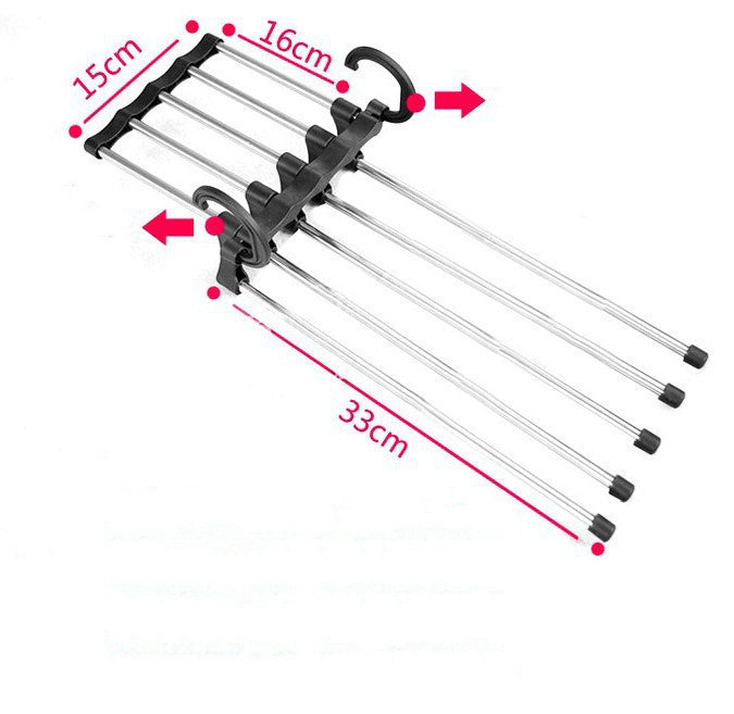 5-in-1 Stainless Steel Pants Hanger – Space-Saving Multi-Functional Clothes Rack for Wardrobe Organization, Rotatable & Detachable | Infinity Bazaar