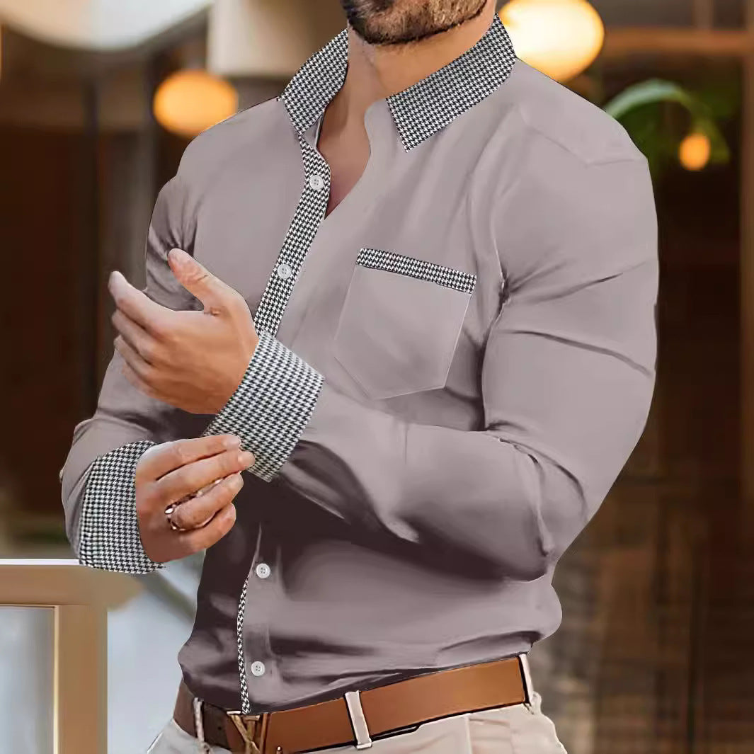 Spring And Summer Solid Color Striped Shirt For Men