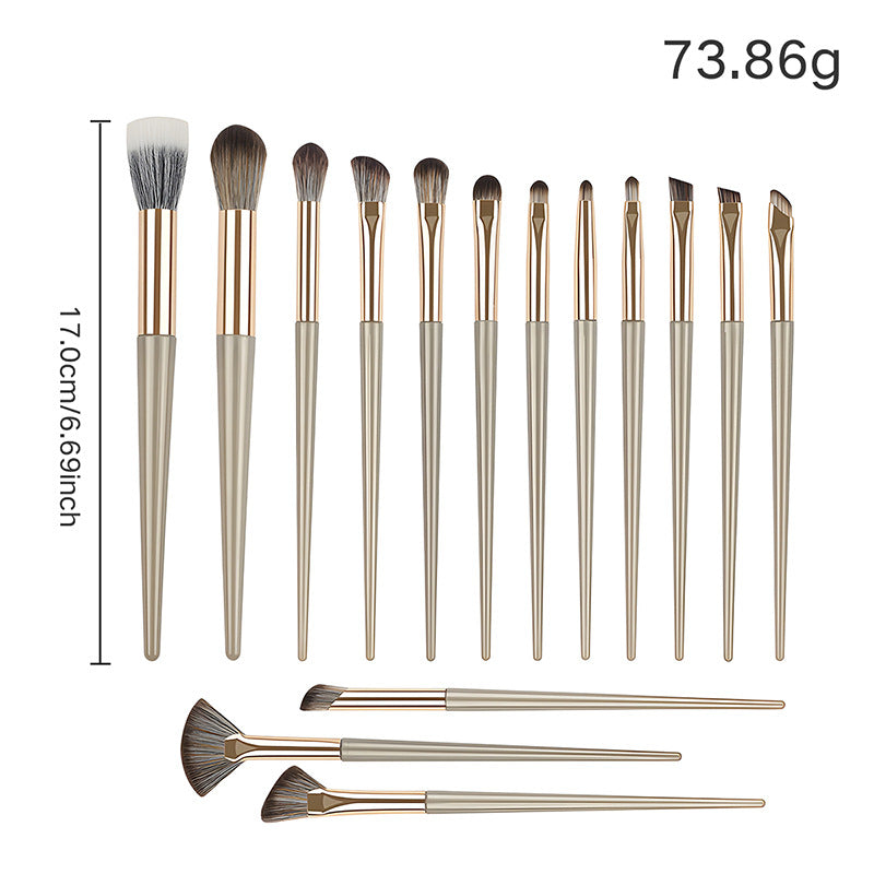 Gilded Makeup Brush Set – 5 to 15-Piece Synthetic Fiber Brushes for Face & Eyes with Long Plastic Handles | Infinity Bazaar