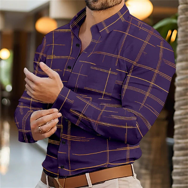 Spring And Summer Solid Color Striped Shirt For Men