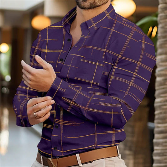 Spring And Summer Solid Color Striped Shirt For Men