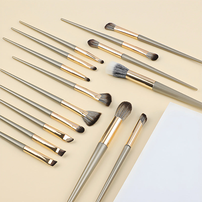 Gilded Makeup Brush Set – 5 to 15-Piece Synthetic Fiber Brushes for Face & Eyes with Long Plastic Handles | Infinity Bazaar