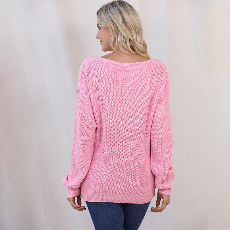 Threaded Long Sleeve Women's Autumn & Spring Slim Fit Pullover Simple Style Top