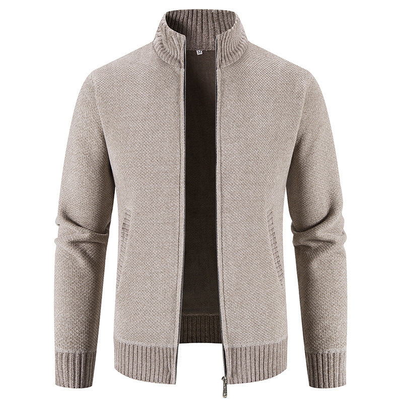 Velvet Sweater Zipper Cardigan Slim Jacket Coat
