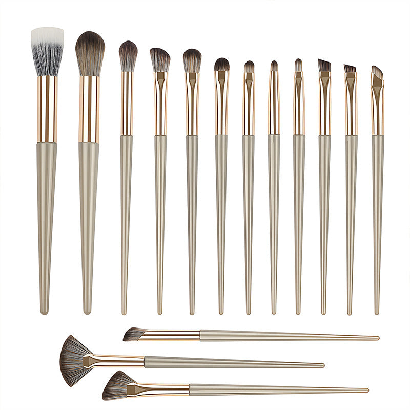 Gilded Makeup Brush Set – 5 to 15-Piece Synthetic Fiber Brushes for Face & Eyes with Long Plastic Handles | Infinity Bazaar
