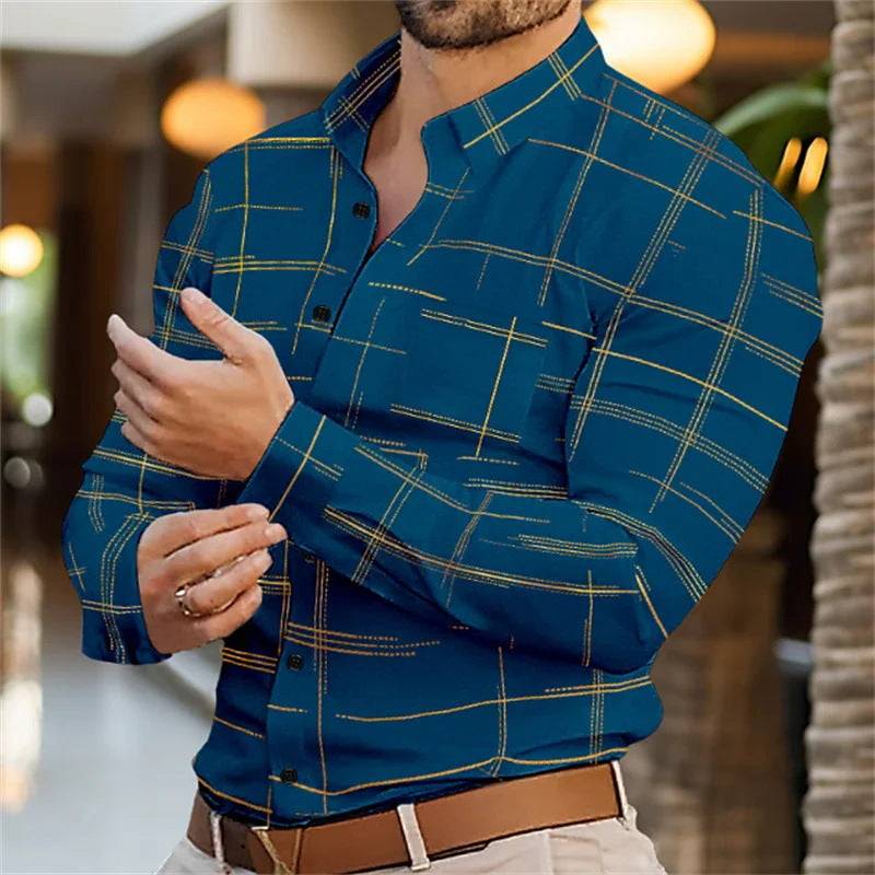 Spring And Summer Solid Color Striped Shirt For Men