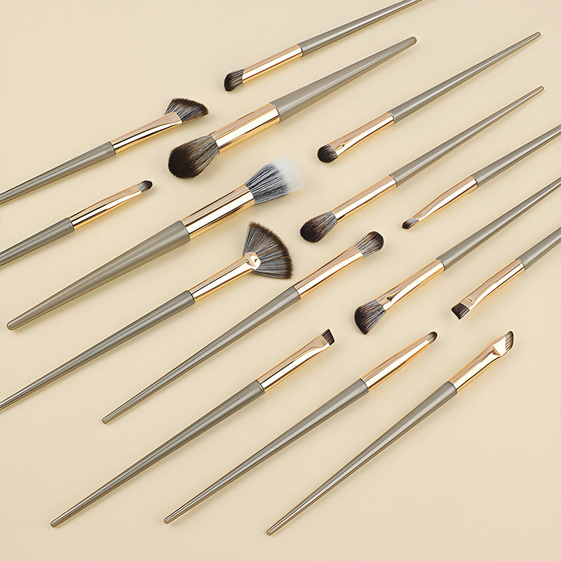Gilded Makeup Brush Set – 5 to 15-Piece Synthetic Fiber Brushes for Face & Eyes with Long Plastic Handles | Infinity Bazaar