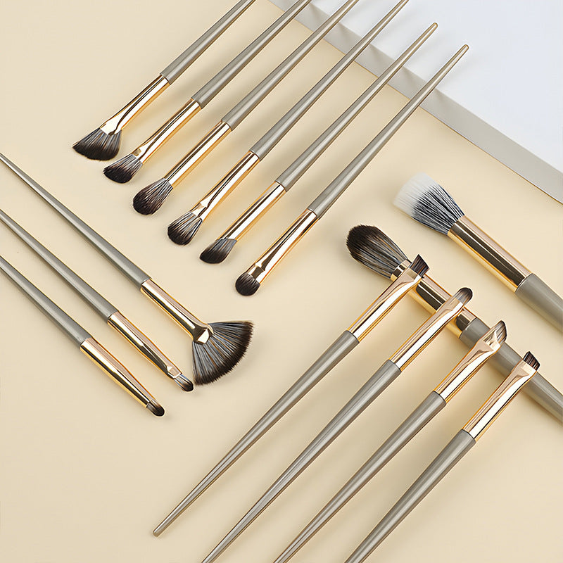 Gilded Makeup Brush Set – 5 to 15-Piece Synthetic Fiber Brushes for Face & Eyes with Long Plastic Handles | Infinity Bazaar
