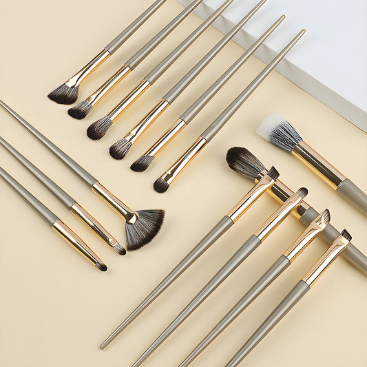 Gilded Makeup Brush Set – 5 to 15-Piece Synthetic Fiber Brushes for Face & Eyes with Long Plastic Handles | Infinity Bazaar