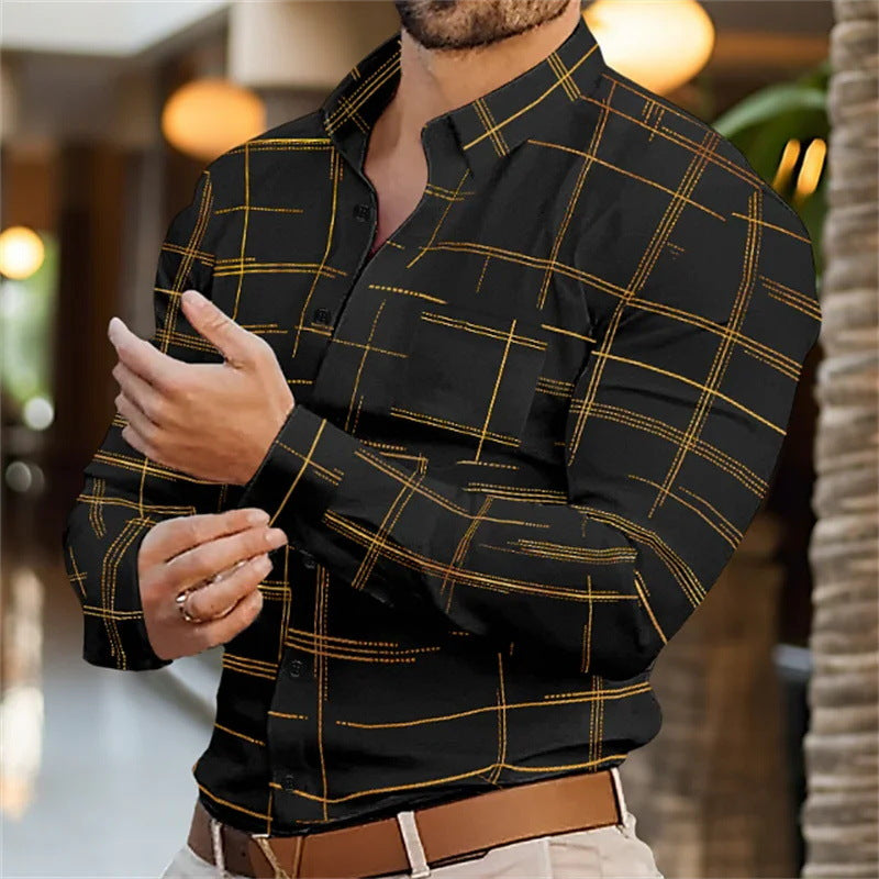 Spring And Summer Solid Color Striped Shirt For Men