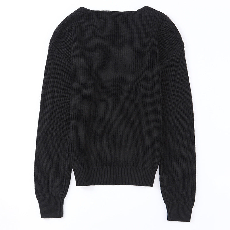 Threaded Long Sleeve Women's Autumn & Spring Slim Fit Pullover Simple Style Top
