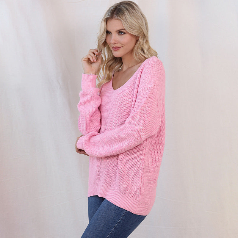 Threaded Long Sleeve Women's Autumn & Spring Slim Fit Pullover Simple Style Top