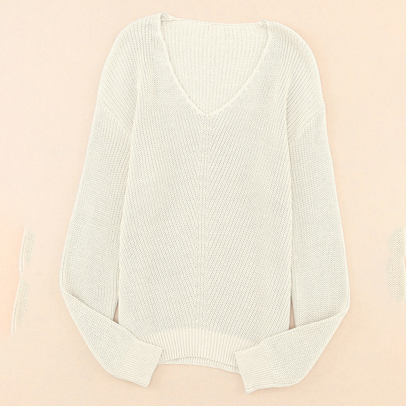 Threaded Long Sleeve Women's Autumn & Spring Slim Fit Pullover Simple Style Top