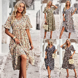 Woman wear a bohemian style dress