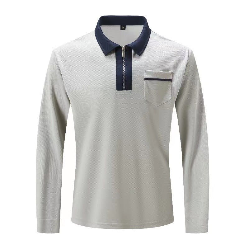 Autumn & Spring Mens Long Sleeve Zipper Polo Shirts